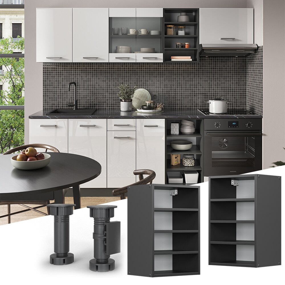 Vicco Regalh&auml;ngeschrank K&uuml;chenschrank K&uuml;chenzeile R-Line 40 cm Anthrazit F&auml;cher 