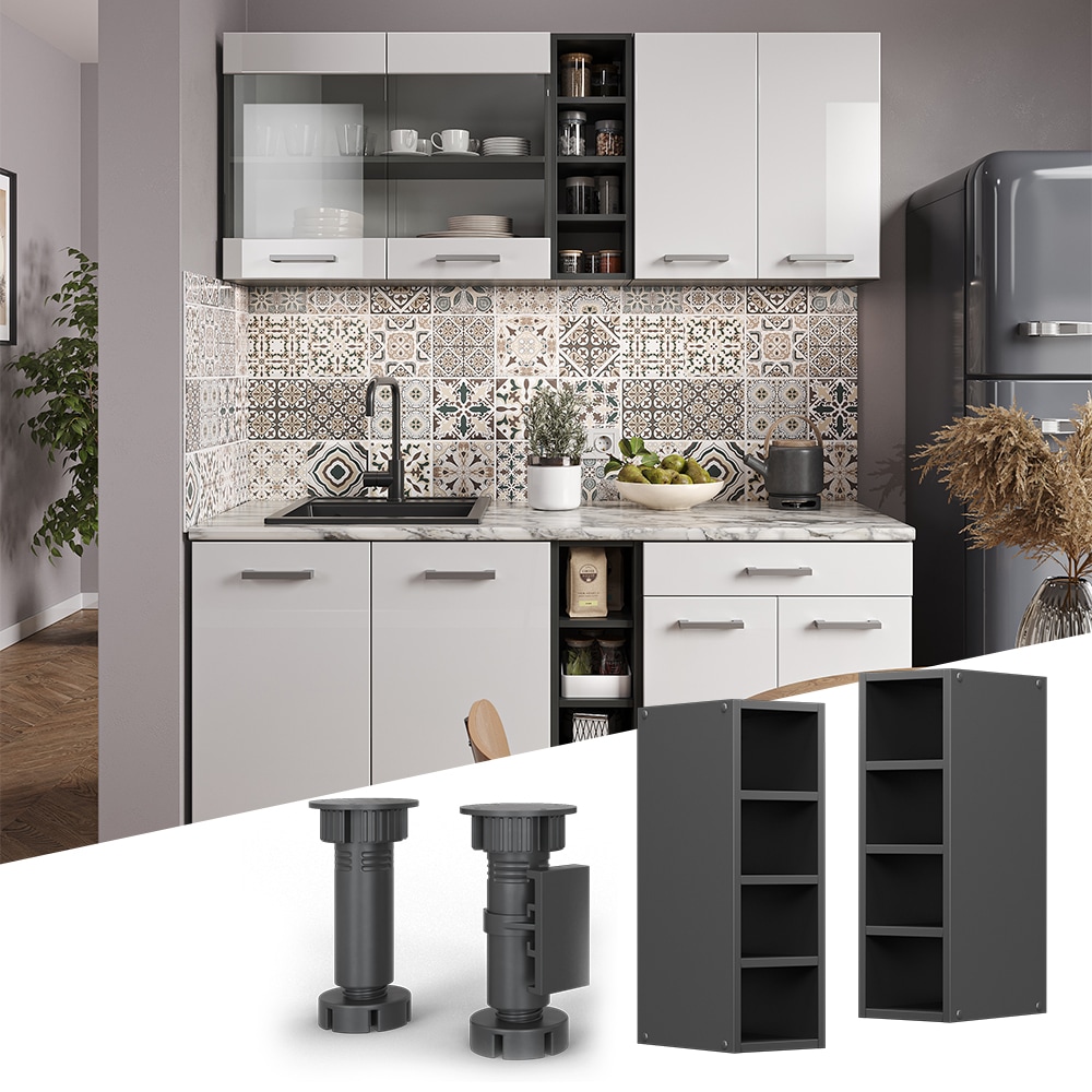 Vicco Regalh&auml;ngeschrank K&uuml;chenschrank K&uuml;chenzeile R-Line 20 cm Anthrazit F&auml;cher 