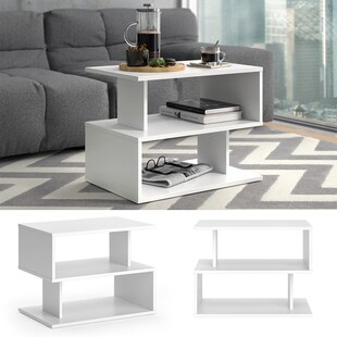 Vicco Couchtisch Sofatisch Beistelltisch Shelby Weiß Wohnzimmertisch Ablage Fach 