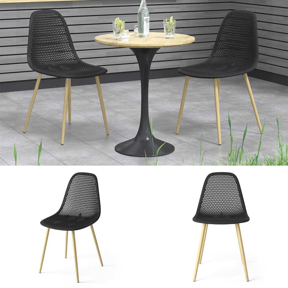 OK-Living Gartenstuhl Terrassenstuhl Balkonstuhl Joko Schwarz Sitzschale Stuhl 