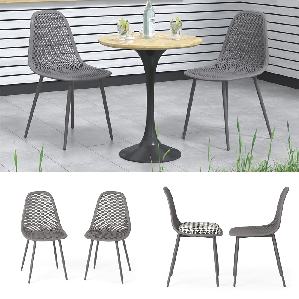 OK-Living Gartenstuhl Terrassenstuhl Balkonstuhl Joko Grau Sitzschale 2er Set 
