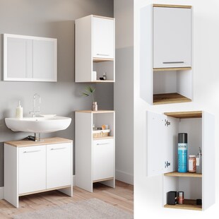 Vicco Hängeschrank Badschrank Badezimmerschrank Elvio Weiß Sonoma Fächer Ablage 