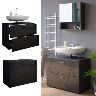Vicco Waschtischunterschrank Badschrank Badezimmerschrank Irma Anthrazit 80 cm Hochglanz 