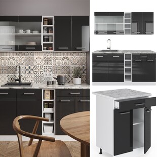 Vicco Küchenzeile Küchenblock Einbauküche R-Line Single Weiß Anthrazit Arbeitsplatte 