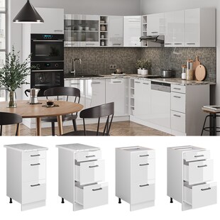 Vicco Schubladenunterschrank Küchenschrank Küchenzeile R-Line 40 cm Weiß Schublade Arbeitsplatte 