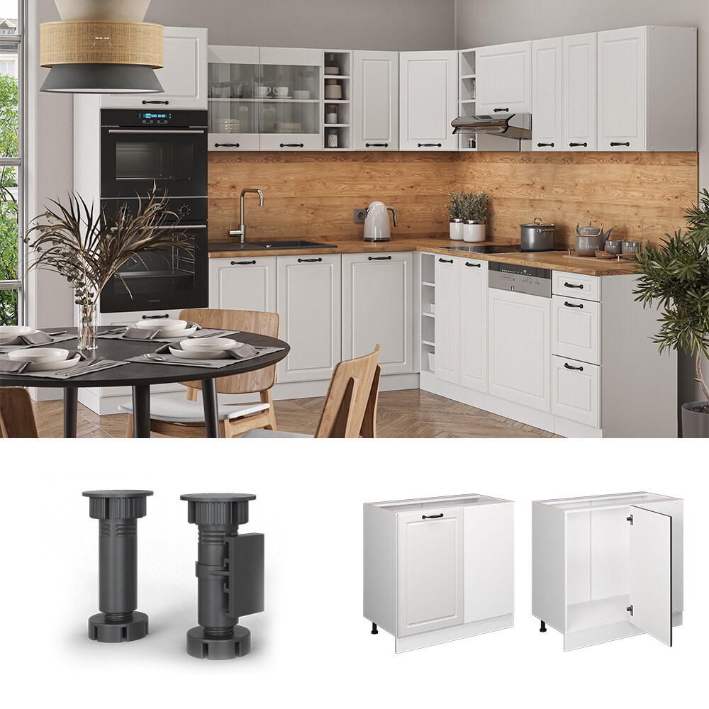 Vicco Eckunterschrank K&uuml;chenschrank K&uuml;chenzeile R-Line Landhaus 86 cm Wei&szlig; T&uuml;r 