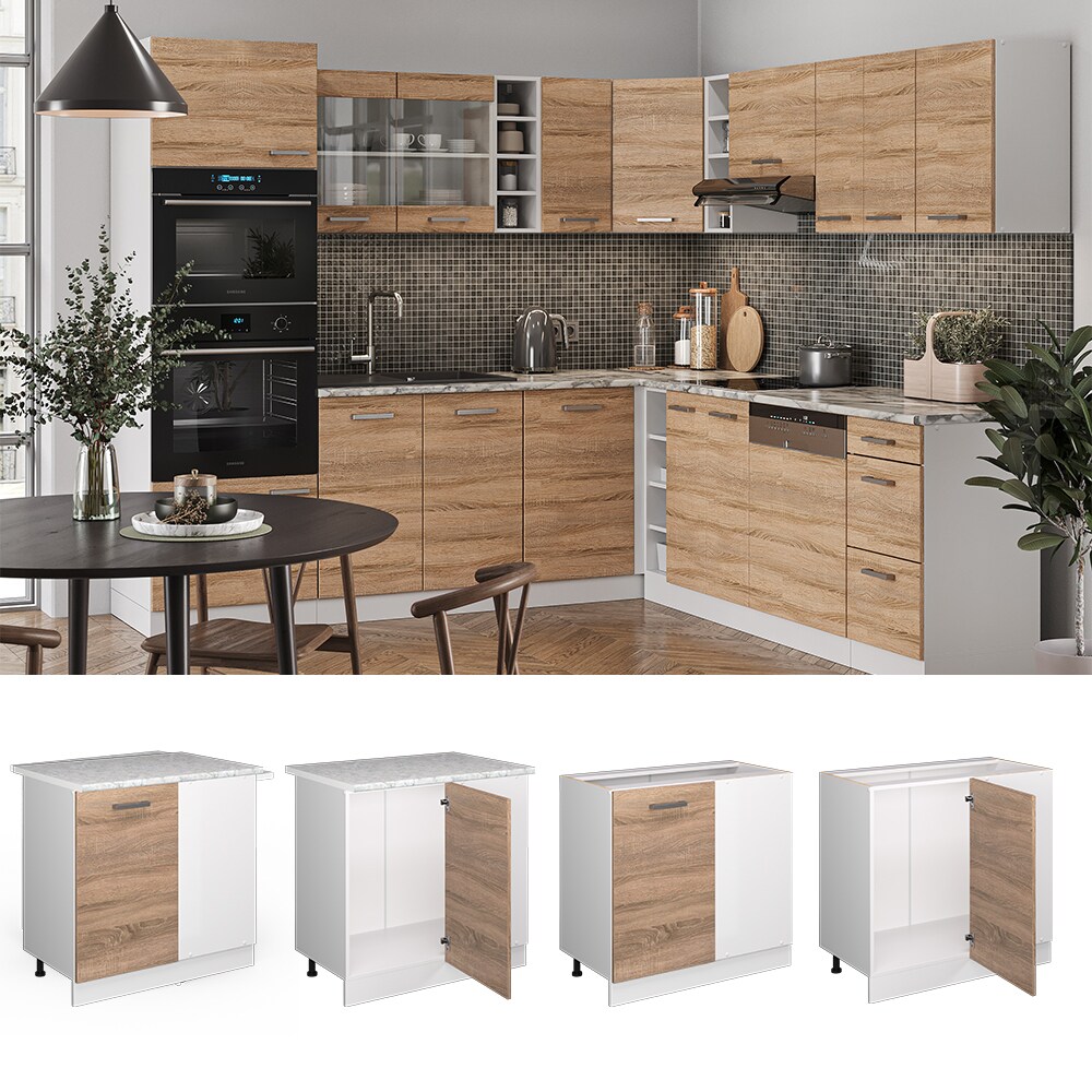 Vicco Eckunterschrank K&uuml;chenschrank K&uuml;chenzeile R-Line 86 cm Wei&szlig; Sonoma T&uuml;r Arbeitsplatte 