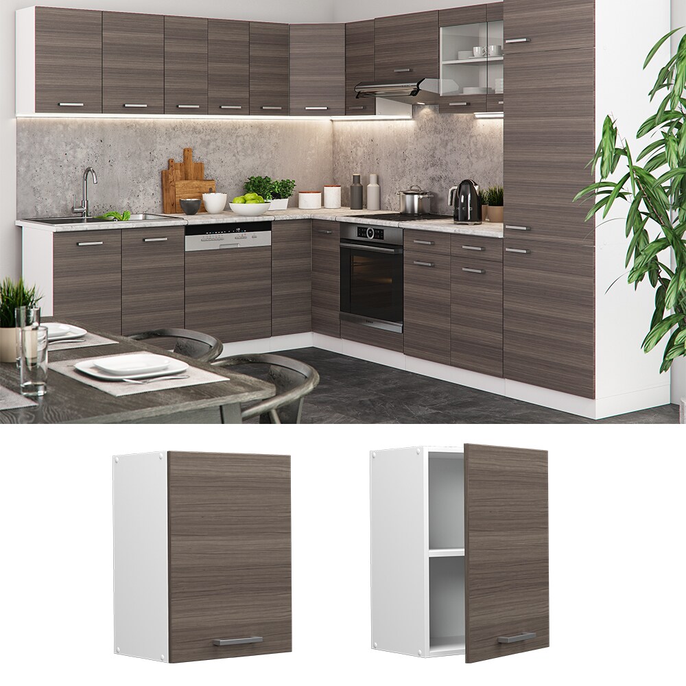 Vicco H&auml;ngeschrank K&uuml;chenschrank K&uuml;chenzeile R-Line 45 cm Wei&szlig; Edelgrau T&uuml;r F&auml;cher 