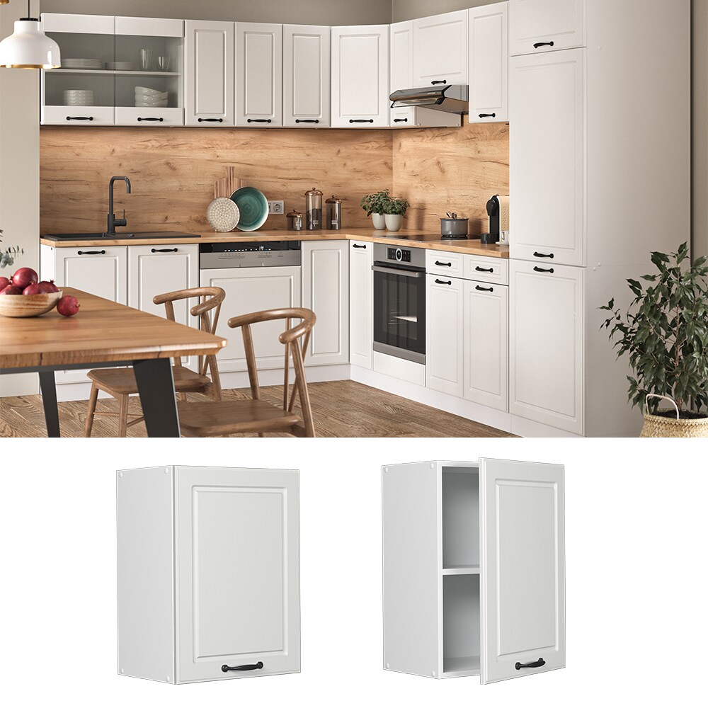 Vicco H&auml;ngeschrank K&uuml;chenschrank K&uuml;chenzeile R-Line Landhaus 45 cm Wei&szlig; T&uuml;r F&auml;cher 
