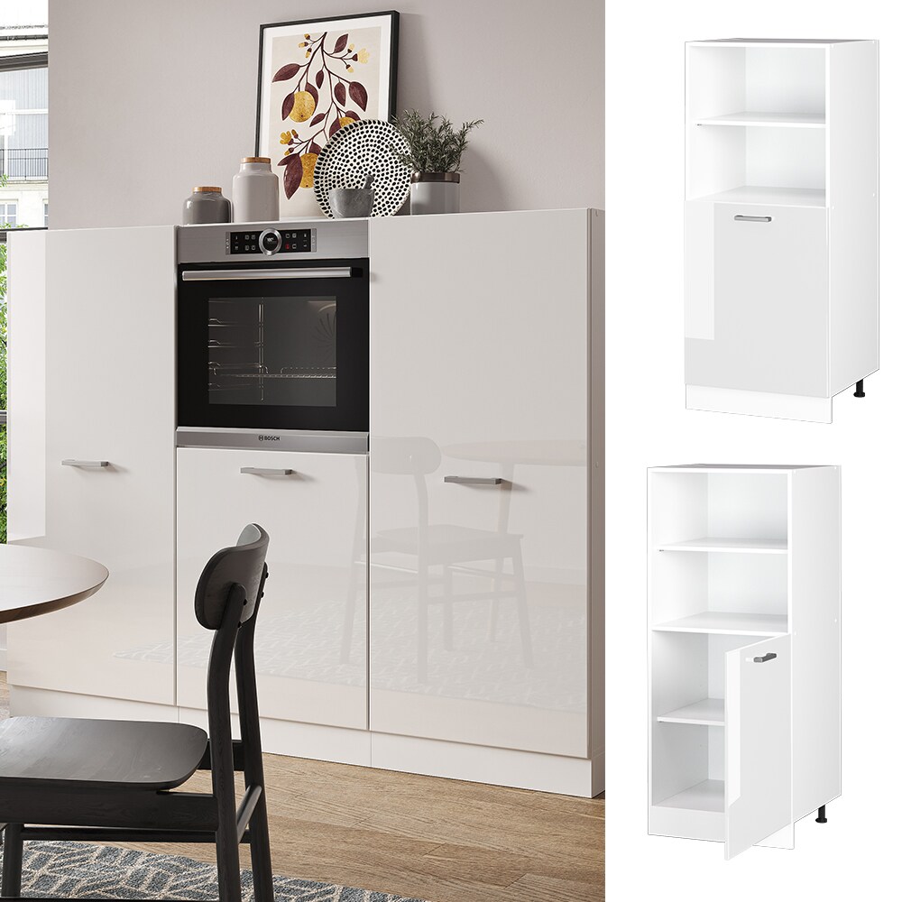 Vicco Backofenumbauschrank K&uuml;chenschrank K&uuml;chenzeile R-Line 60 cm Wei&szlig; kleine T&uuml;r Hochglanz 