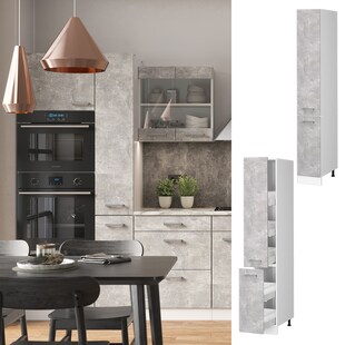 Vicco Apothekerhochschrank Küchenschrank Küchenzeile R-Line 30 cm Weiß Beton 