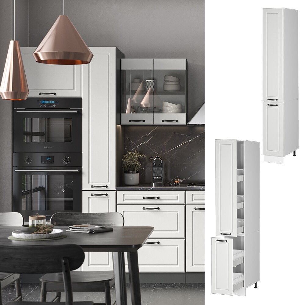 Vicco Apothekerhochschrank K&uuml;chenschrank K&uuml;chenzeile R-Line Landhaus 30 cm Wei&szlig; 