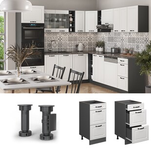 Vicco Schubladenunterschrank Küchenschrank Küchenzeile R-Line Landhaus 40 cm Anthrazit Weiß Schublade 