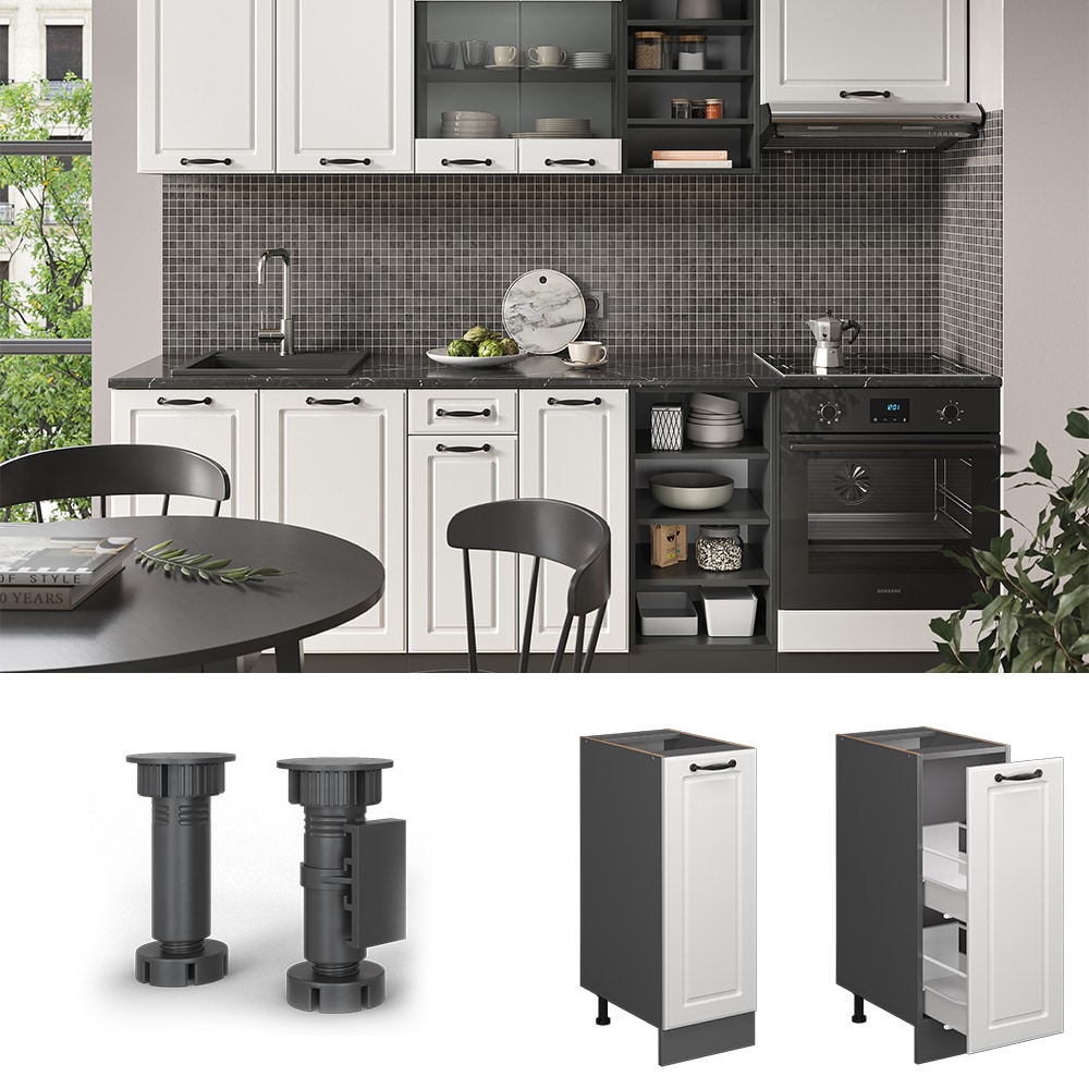 Vicco - Meuble de cuisine R-Line, Blanc campagne, 30 cm sans plan de travail