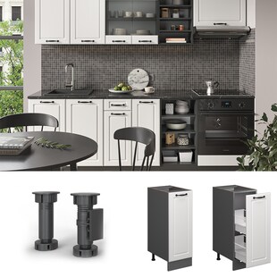 Vicco Apothekerunterschrank Küchenschrank Küchenzeile R-Line Landhaus 30 cm Anthrazit Weiß 