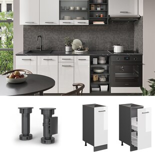 Vicco Apothekerunterschrank Küchenschrank Küchenzeile R-Line 30 cm Anthrazit Weiß 