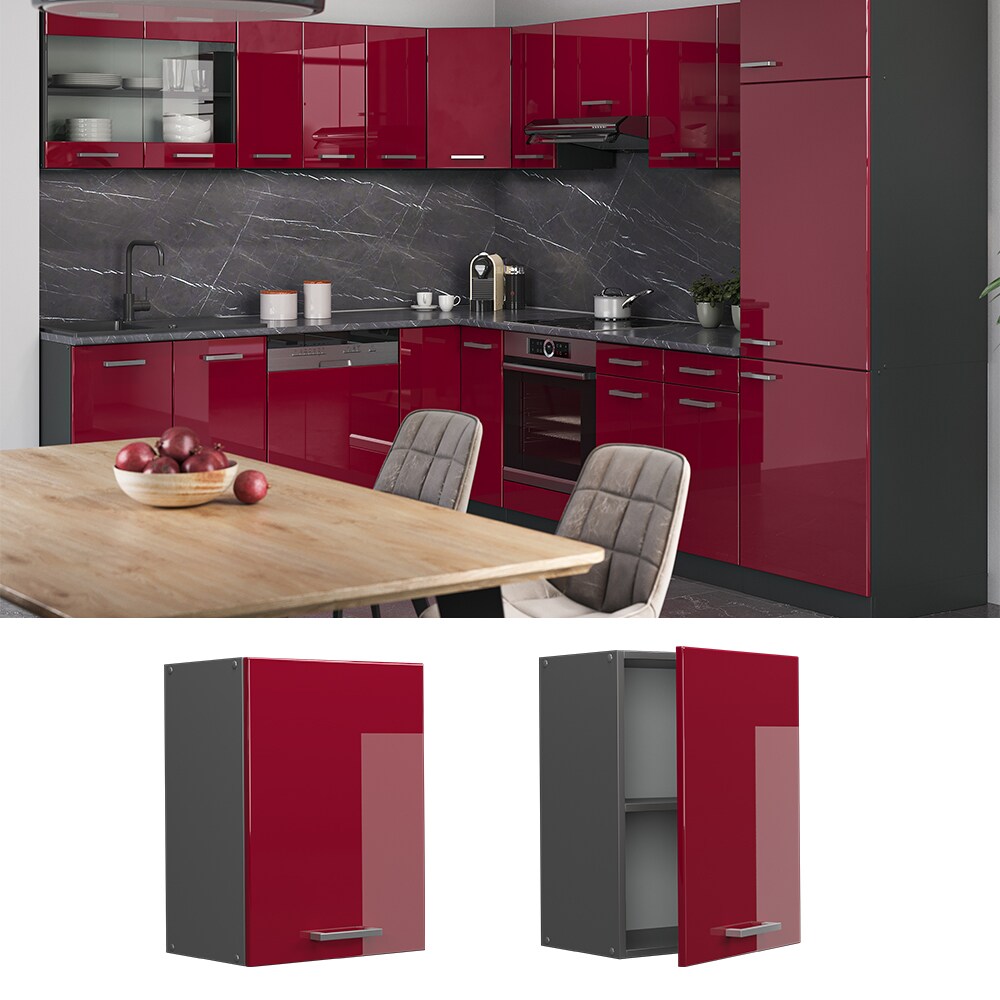 Vicco H&auml;ngeschrank K&uuml;chenschrank K&uuml;chenzeile R-Line 45 cm Anthrazit Bordeaux T&uuml;r F&auml;cher 