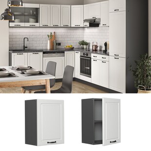 Vicco Hängeschrank Küchenschrank Küchenzeile R-Line Landhaus 45 cm Anthrazit Weiß Tür Fächer 