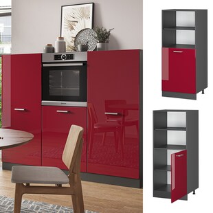 Vicco Backofenumbauschrank Küchenschrank Küchenzeile R-Line 60 cm Anthrazit Bordeaux kleine Tür 