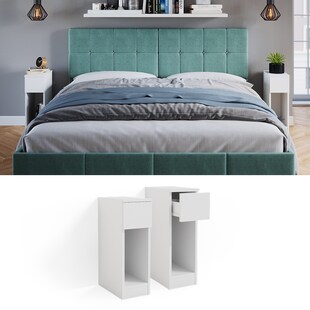 Vicco Nachtschrank Nachttisch Beistelltisch Enton Weiß Kommode Schublade 2er Set 