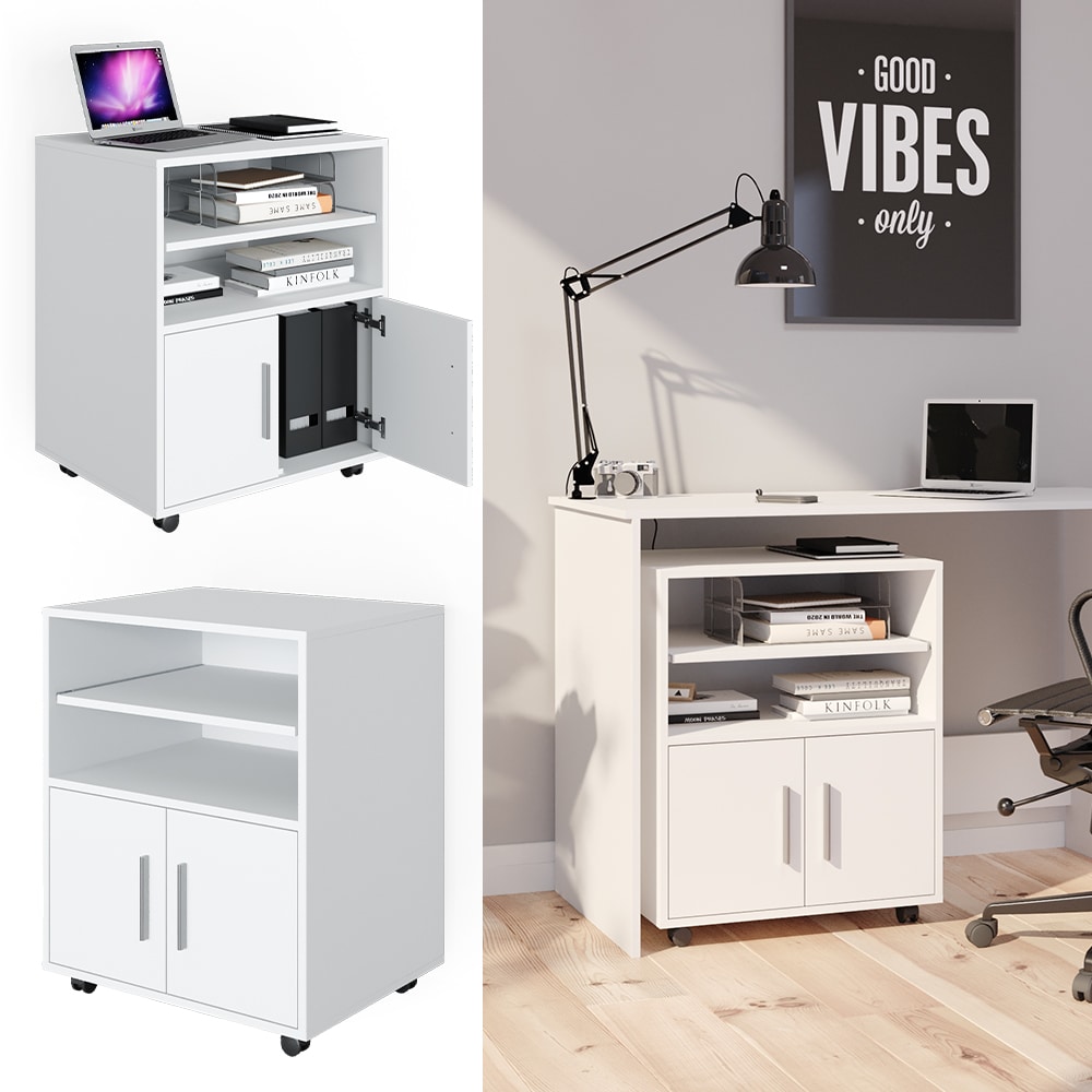 Vicco B&uuml;roschrank Rollcontainer B&uuml;rocontainer Novak Wei&szlig; Ablagefl&auml;che Schrankt&uuml;r 