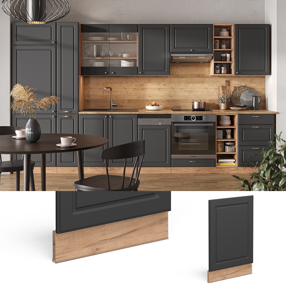 Vicco Geschirrsp&uuml;lerblende K&uuml;chenschrank K&uuml;chenm&ouml;bel Fame-Line Eiche Anthrazit-Gold Landhaus 45 cm K&uuml;che Einbauk&uuml;che Geschirrsp&uuml;ler Blende K&uuml;chenzeile 