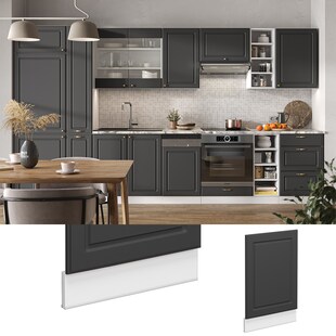 Vicco Geschirrspülerblende Küchenschrank Küchenmöbel Fame-Line Weiß Anthrazit-Gold Landhaus 45 cm Küche Einbauküche Geschirrspüler Blende Küchenzeile 