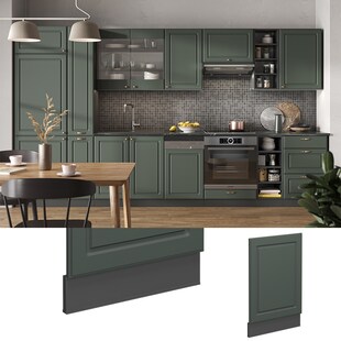 Vicco Geschirrspülerblende Küchenschrank Küchenmöbel Fame-Line Anthrazit Grün-Gold Landhaus 45 cm Küche Einbauküche Geschirrspüler Blende Küchenzeile 