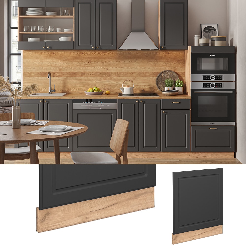 Vicco Geschirrsp&uuml;lerblende K&uuml;chenschrank K&uuml;chenm&ouml;bel Fame-Line Eiche Anthrazit-Gold Landhaus 60 cm K&uuml;che Einbauk&uuml;che Geschirrsp&uuml;ler Blende K&uuml;chenzeile 