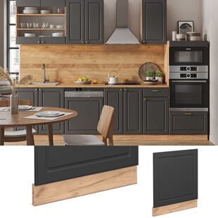 Vicco Geschirrspülerblende Küchenschrank Küchenmöbel Fame-Line Eiche Anthrazit-Gold Landhaus 60 cm Küche Einbauküche Geschirrspüler Blende Küchenzeile 
