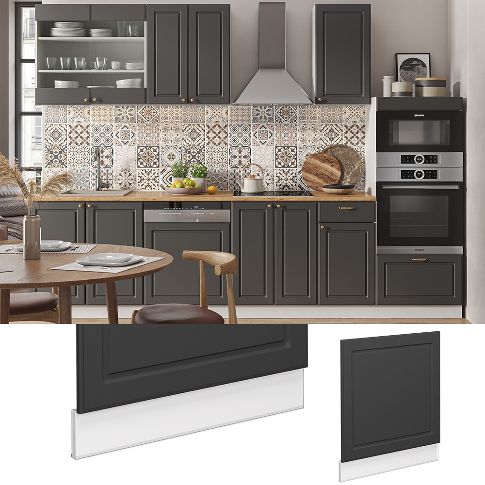 Vicco Geschirrsp&uuml;lerblende K&uuml;chenschrank K&uuml;chenm&ouml;bel Fame-Line Wei&szlig; Anthrazit-Gold Landhaus 60 cm K&uuml;che Einbauk&uuml;che Geschirrsp&uuml;ler Blende K&uuml;chenzeile 