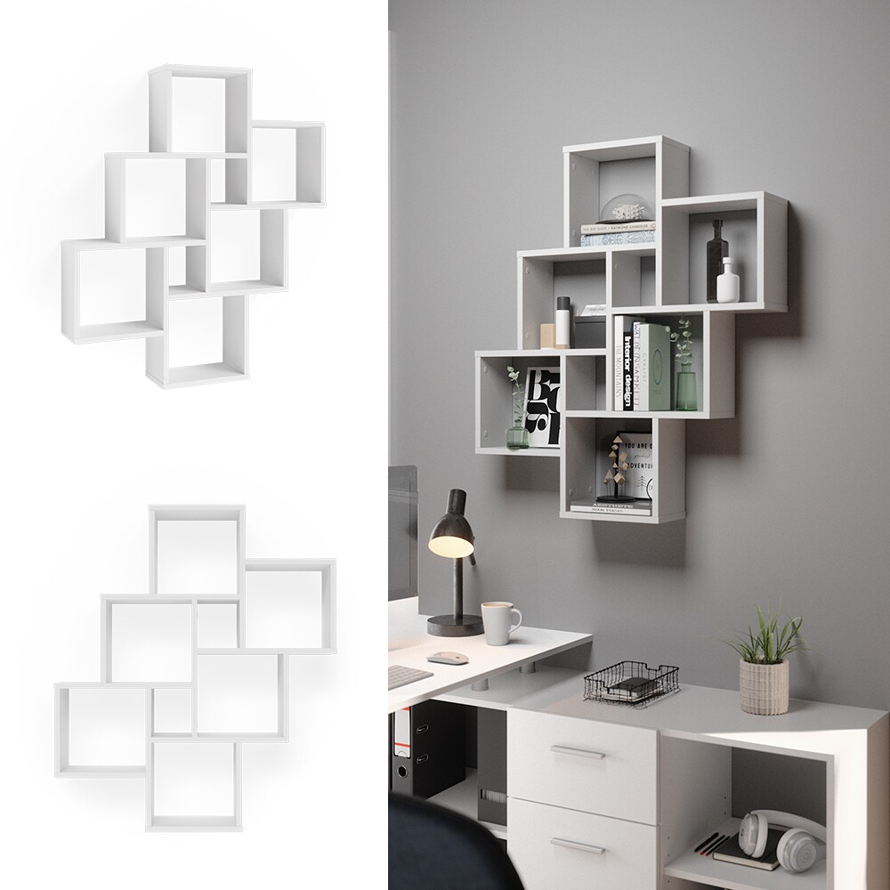 Vicco Wandregal H&auml;ngeregal W&uuml;rfelregal Leda Wei&szlig; Wohnzimmer Regal 82x 95 cm modern Ablage 8 F&auml;cher Dekoregal DVD-Regal CD-Regal Aufbewahrung 