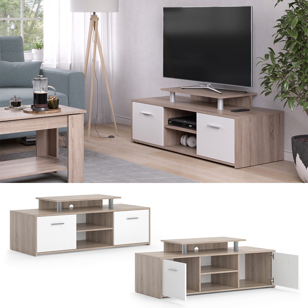 Vicco TV-Regal Fernsehregal Lowboard Lux Wohnzimmer Regal 136x51 cm modern Ablage Fach T&uuml;r Empore TV-Tisch Fernsehtisch Fernseher 