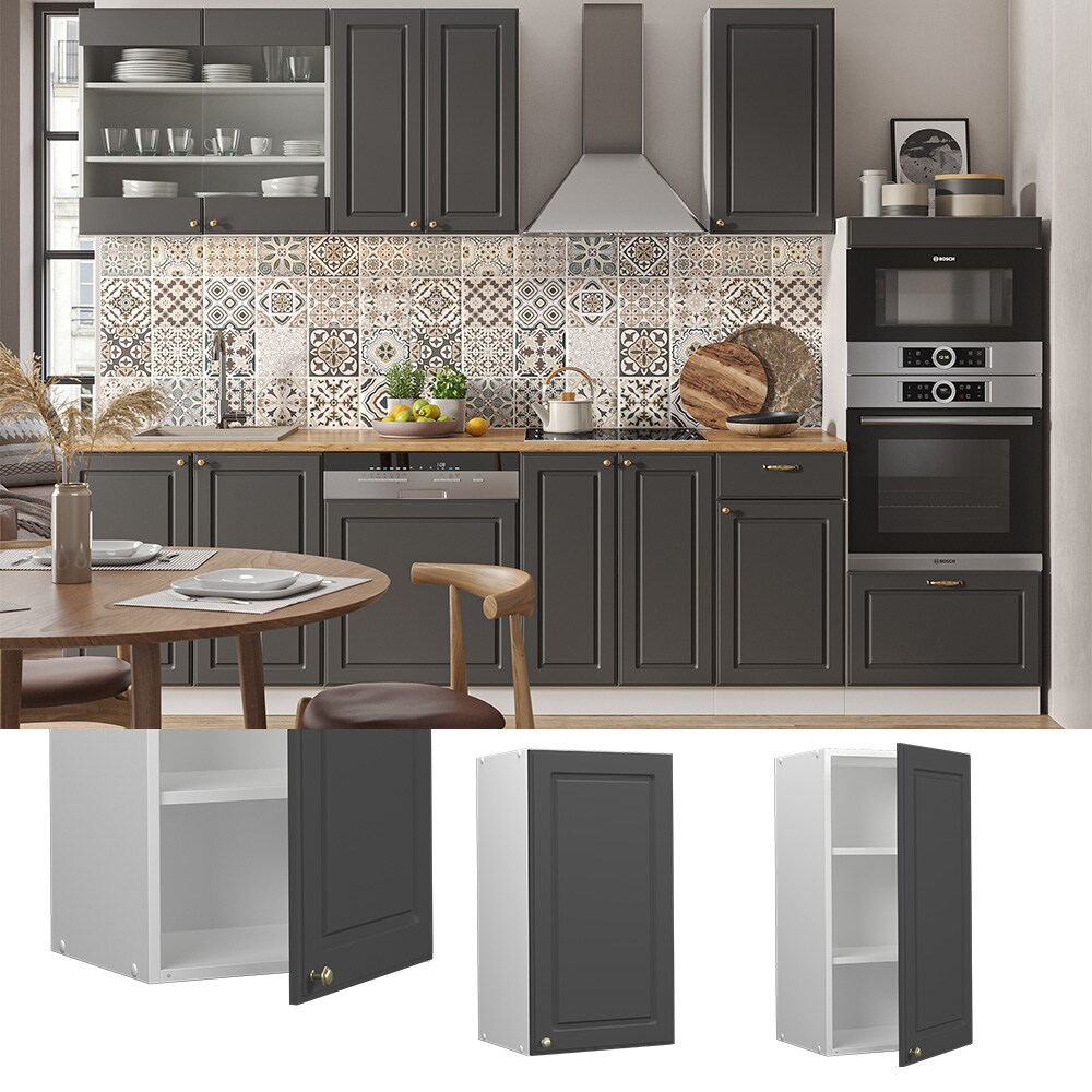 Vicco H&auml;ngeschrank K&uuml;chenschrank K&uuml;chenm&ouml;bel Fame-Line Wei&szlig; Anthrazit-Gold Landhaus 40 cm K&uuml;che Einbauk&uuml;che H&auml;ngeschrank Dreht&uuml;r Einlegeboden K&uuml;chenzeile 