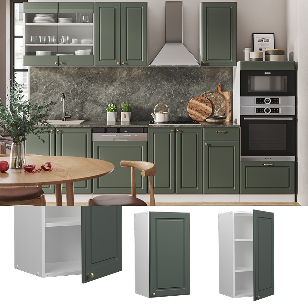 Vicco H&auml;ngeschrank K&uuml;chenschrank K&uuml;chenm&ouml;bel Fame-Line Wei&szlig; Gr&uuml;n-Gold Landhaus 40 cm K&uuml;che Einbauk&uuml;che H&auml;ngeschrank Dreht&uuml;r Einlegeboden K&uuml;chenzeile 