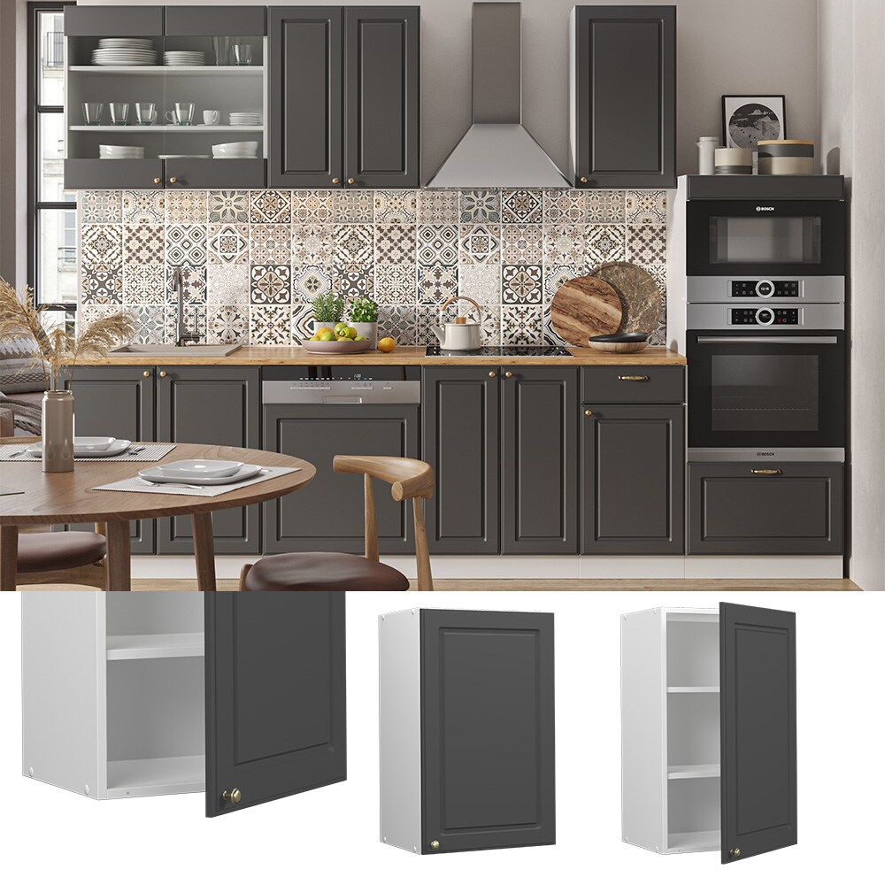 Vicco H&auml;ngeschrank K&uuml;chenschrank K&uuml;chenm&ouml;bel Fame-Line Wei&szlig; Anthrazit-Gold Landhaus 45 cm K&uuml;che Einbauk&uuml;che H&auml;ngeschrank Dreht&uuml;r Einlegeboden K&uuml;chenzeile 