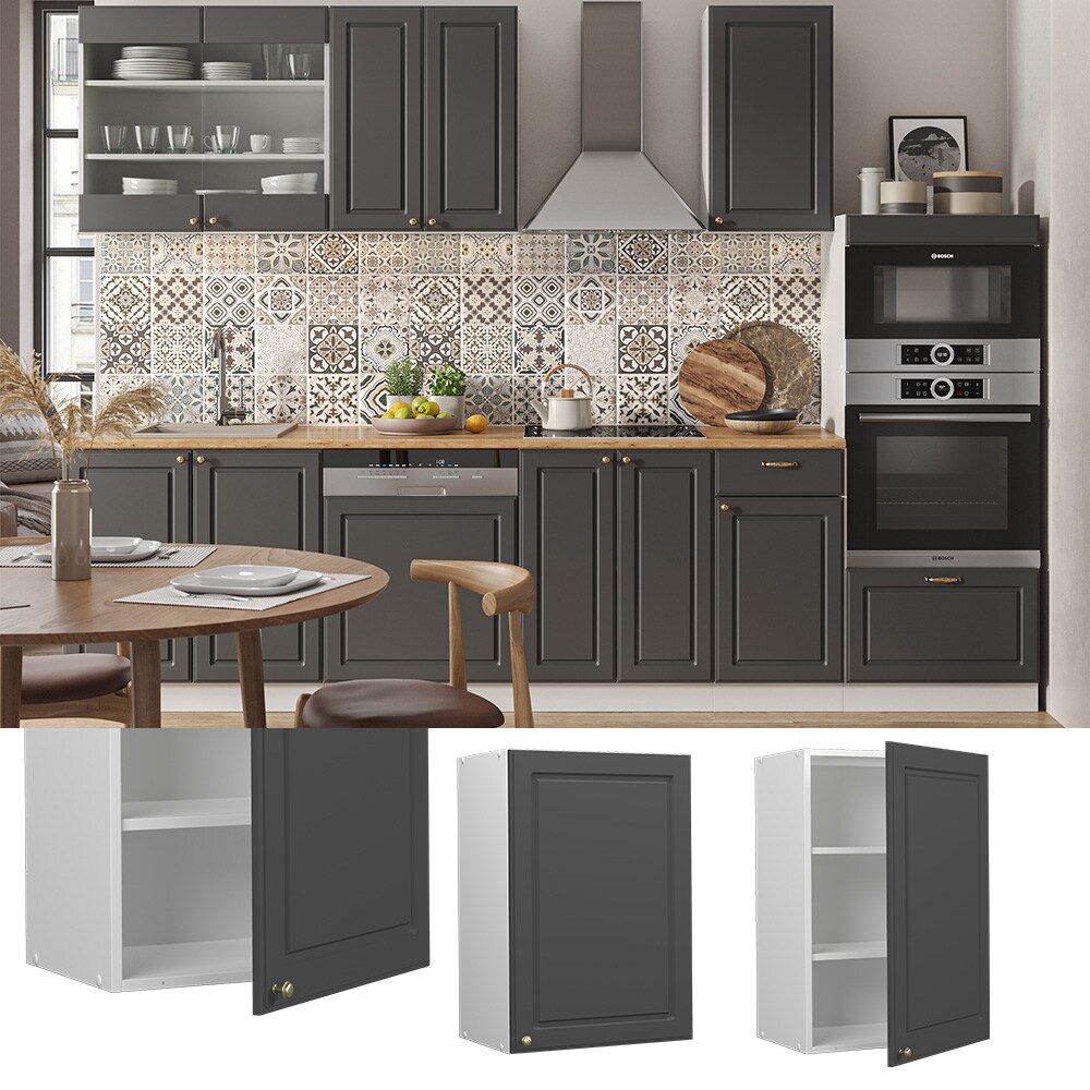 Vicco H&auml;ngeschrank K&uuml;chenschrank K&uuml;chenm&ouml;bel Fame-Line Wei&szlig; Anthrazit-Gold Landhaus 50 cm K&uuml;che Einbauk&uuml;che H&auml;ngeschrank Dreht&uuml;r Einlegeboden K&uuml;chenzeile 