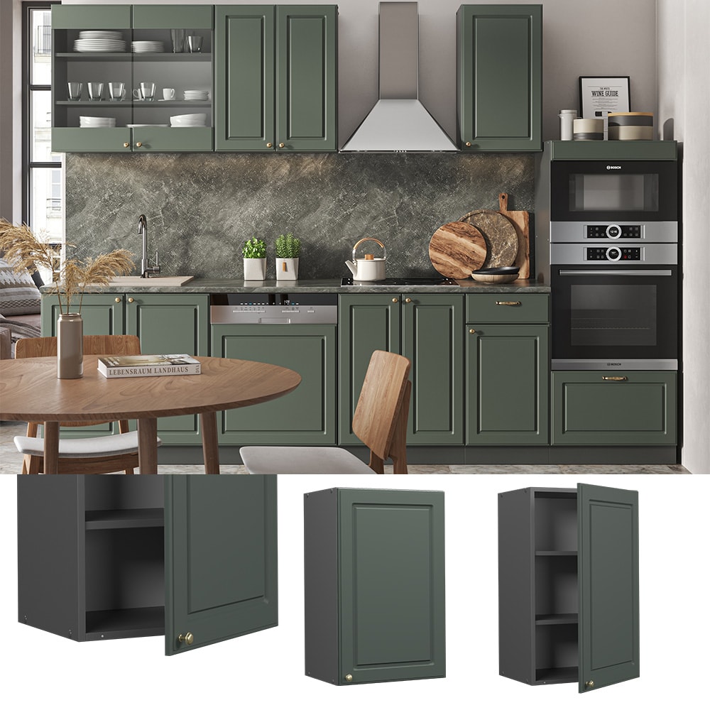 Vicco H&auml;ngeschrank K&uuml;chenschrank K&uuml;chenm&ouml;bel Fame-Line Anthrazit Gr&uuml;n-Gold Landhaus 45 cm K&uuml;che Einbauk&uuml;che H&auml;ngeschrank Dreht&uuml;r Einlegeboden K&uuml;chenzeile 