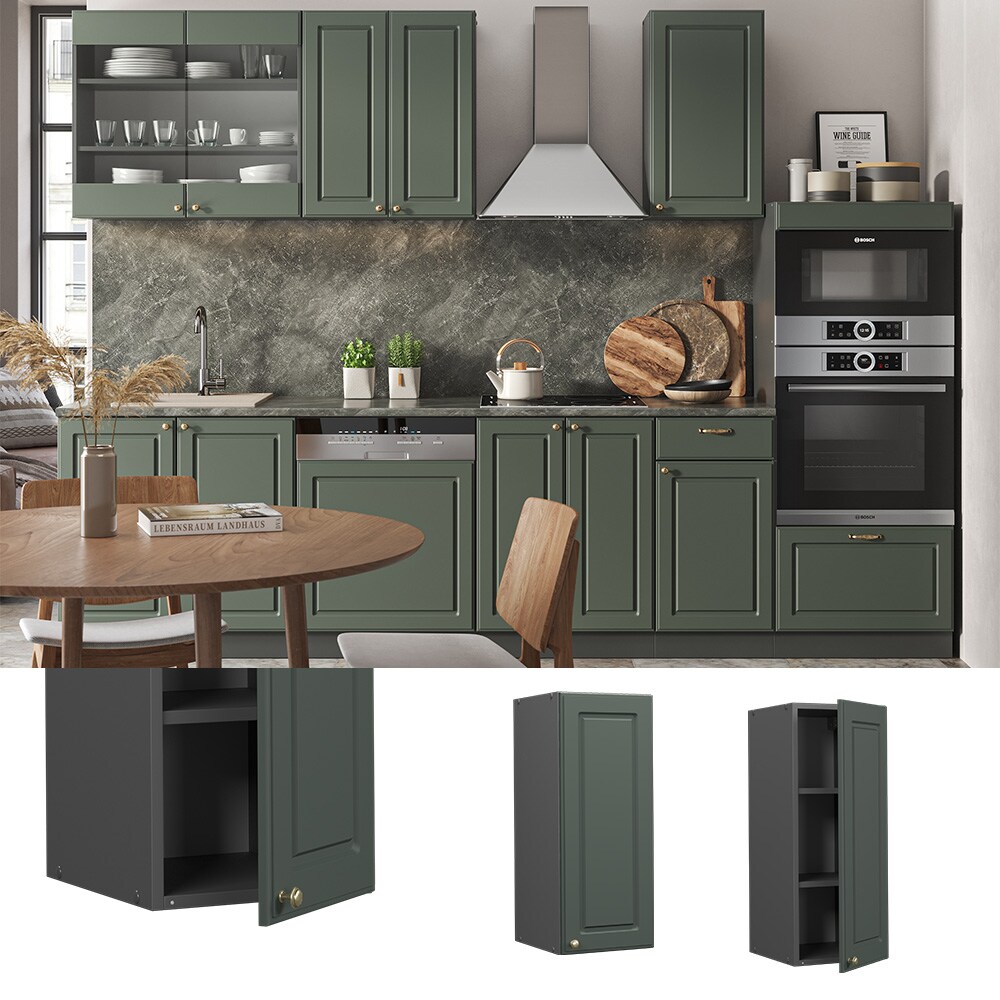 Vicco H&auml;ngeschrank K&uuml;chenschrank K&uuml;chenm&ouml;bel Fame-Line Anthrazit Gr&uuml;n-Gold Landhaus 30 cm K&uuml;che Einbauk&uuml;che H&auml;ngeschrank Dreht&uuml;r Einlegeboden K&uuml;chenzeile 