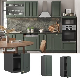 Vicco Hängeschrank Küchenschrank Küchenmöbel Fame-Line Anthrazit Grün-Gold Landhaus 30 cm Küche Einbauküche Hängeschrank Drehtür Einlegeboden Küchenzeile 