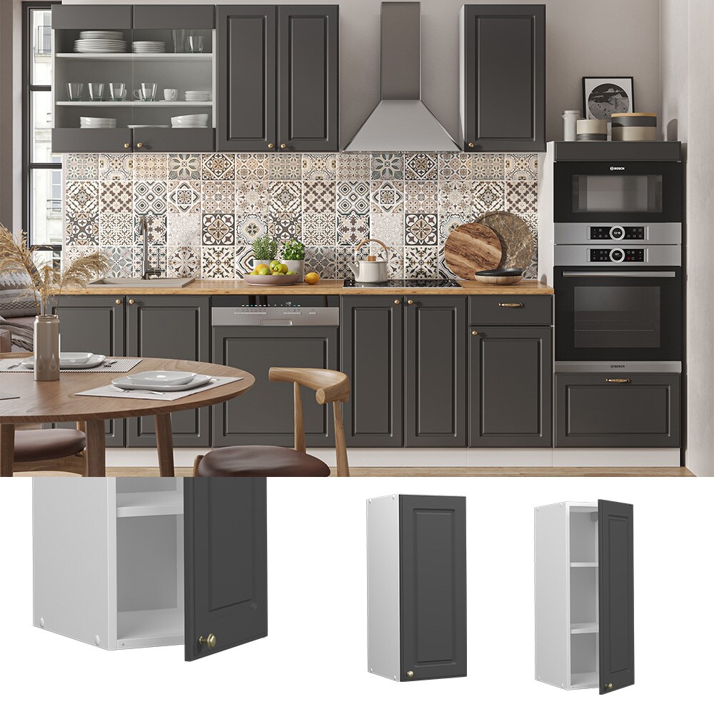 Vicco H&auml;ngeschrank K&uuml;chenschrank K&uuml;chenm&ouml;bel Fame-Line Wei&szlig; Anthrazit-Gold Landhaus 30 cm K&uuml;che Einbauk&uuml;che H&auml;ngeschrank Dreht&uuml;r Einlegeboden K&uuml;chenzeile 