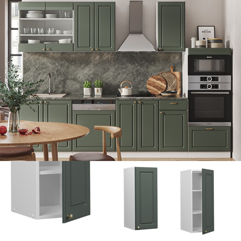 Vicco H&auml;ngeschrank K&uuml;chenschrank K&uuml;chenm&ouml;bel Fame-Line Wei&szlig; Gr&uuml;n-Gold Landhaus 30 cm K&uuml;che Einbauk&uuml;che H&auml;ngeschrank Dreht&uuml;r Einlegeboden K&uuml;chenzeile 