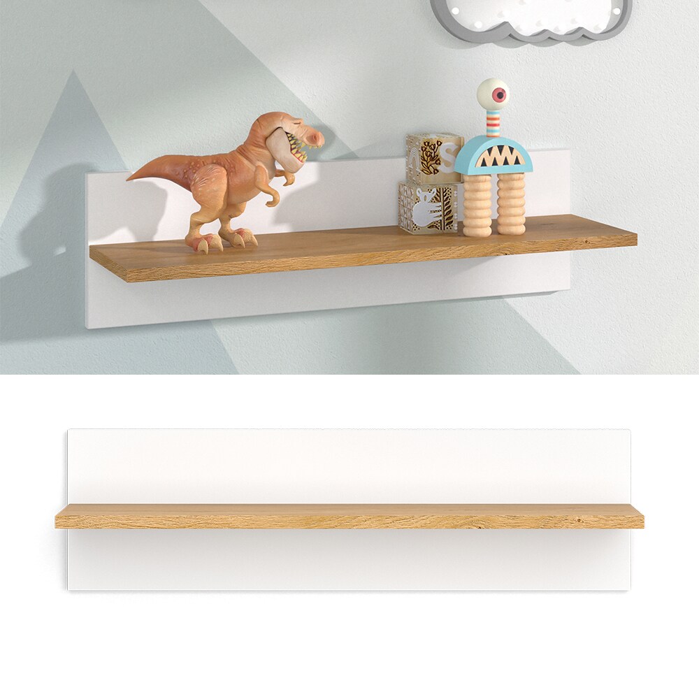 VitaliSpa Wandregal H&auml;ngeregal Ablageregal Malia Wei&szlig; Eiche modern 70x20 cm Kinderzimmer Regal Babyzimmerregal Kinderm&ouml;bel Babym&ouml;bel Ablage Aufbewahrung 