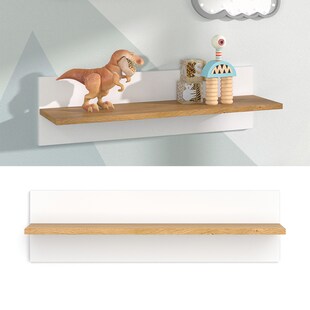 VitaliSpa Wandregal Hängeregal Ablageregal Malia Weiß Eiche modern 70x20 cm Kinderzimmer Regal Babyzimmerregal Kindermöbel Babymöbel Ablage Aufbewahrung 