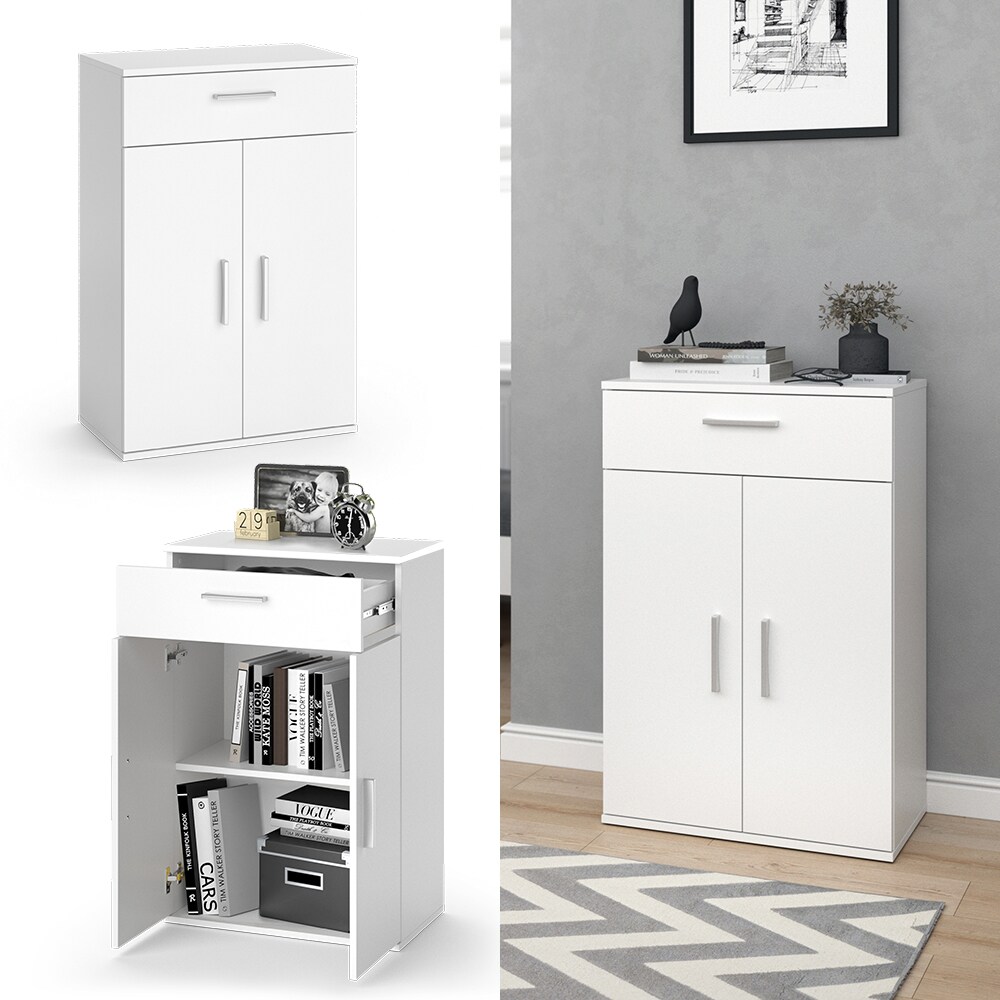 Vicco Kommode Mehrzweckschrank Universalschrank Benni Wei&szlig; Flur Schrank 60x91 cm modern Ablage Schublade Schrankt&uuml;r Schrankfach Aufbewahrung 