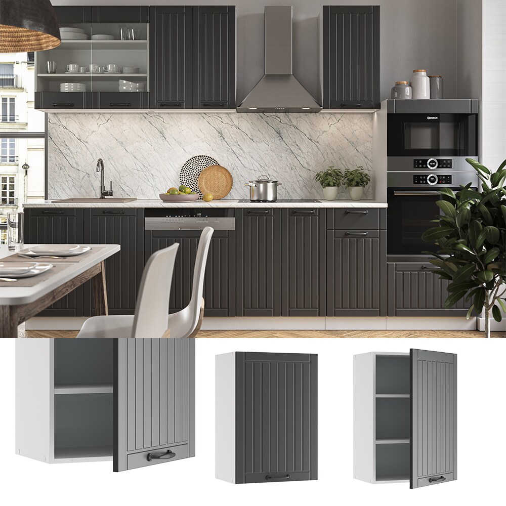 Vicco H&auml;ngeschrank K&uuml;chenschrank K&uuml;chenm&ouml;bel Fame-Line Landhaus Wei&szlig; Anthrazit 50 cm modern 