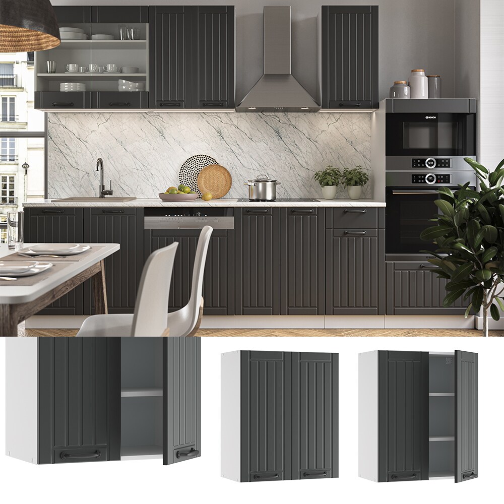 Vicco H&auml;ngeschrank K&uuml;chenschrank K&uuml;chenm&ouml;bel Fame-Line Landhaus Wei&szlig; Anthrazit 60 cm modern 