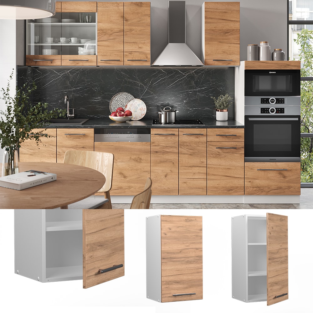 Vicco H&auml;ngeschrank K&uuml;chenschrank K&uuml;chenm&ouml;bel Fame-Line Wei&szlig; Eiche modern 40 cm K&uuml;che Einbauk&uuml;che H&auml;ngeschrank Dreht&uuml;r Einlegeboden K&uuml;chenzeile 