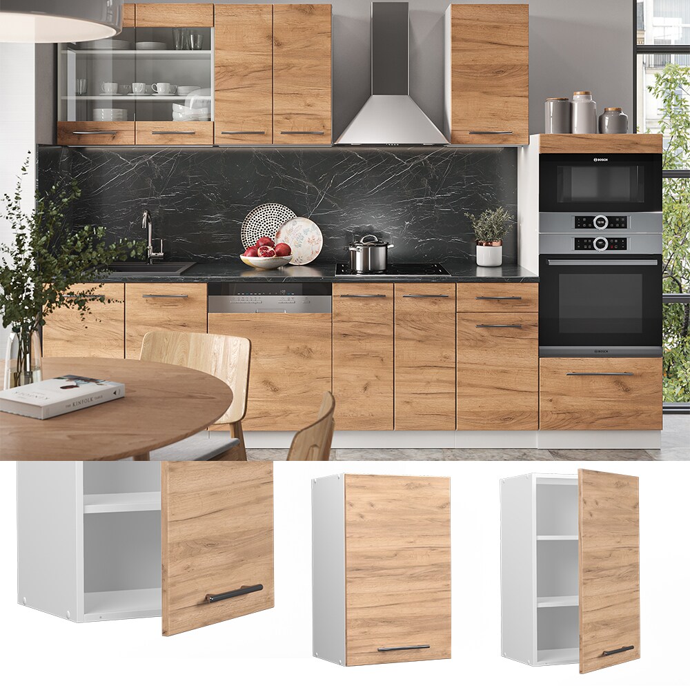 Vicco H&auml;ngeschrank K&uuml;chenschrank K&uuml;chenm&ouml;bel Fame-Line Wei&szlig; Eiche modern 45 cm K&uuml;che Einbauk&uuml;che H&auml;ngeschrank Dreht&uuml;r Einlegeboden K&uuml;chenzeile 