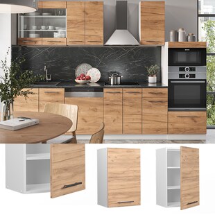 Vicco Hängeschrank Küchenschrank Küchenmöbel Fame-Line Weiß Eiche modern 45 cm Küche Einbauküche Hängeschrank Drehtür Einlegeboden Küchenzeile 